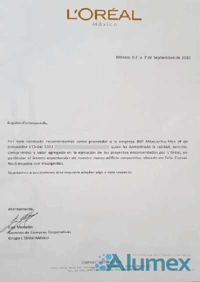 Carta Recomendación Grupo InvestaBank - Anuncios Luminosos México ALUMEX