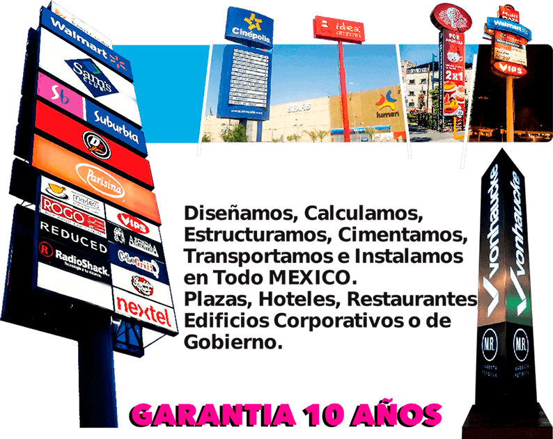 Totems espectaculares publicitarios y unipolares cdmx garantia 10 AÑOS - Anuncios Luminosos De México ALUMEX